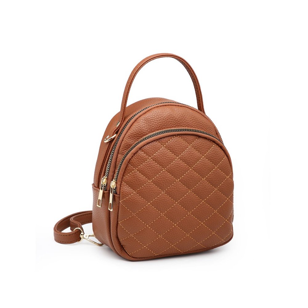 Leatherette Quilted Pattern Backpack - Picture 7 of 8